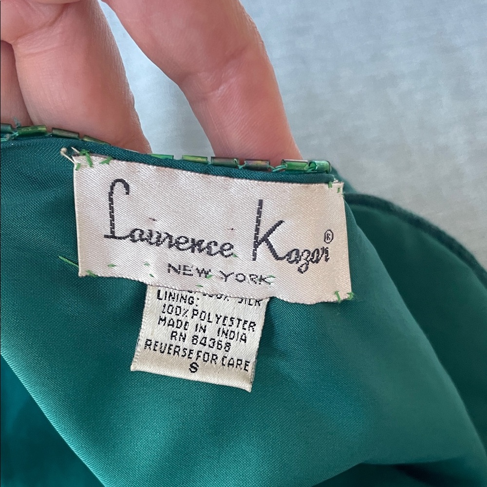 Laurence Kazar Vintage Silk Green Sequined Women's Cropped Jacket size S 💖 - Picture 4 of 6